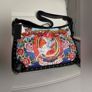 NWT Ed Hardy Dead or Alive Western Horse Oversized Rhinestone Tote Bag